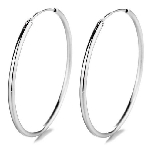 Aros Argollas Grandes Mujer Plata Italiana Ley 925 De 50mm 