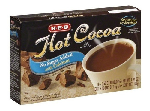 Hot Cocoa No Sugar Added Polvo Chocolate Caliente Sin Azúcar