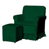 Poltrona Para Amamentação Quarto De Bebê - Suede Verde