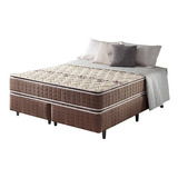 Cama Box King + Colchão Espuma D70/d28 2 Pillow Top Orleans Cor Marrom