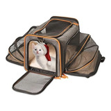 Transportadora Plegable De Viaje Para Perro Y Gato Color Gris-naranja