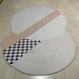 Tapete Decorativo Orgânico Redondo Pied-de-poule 120x160cm