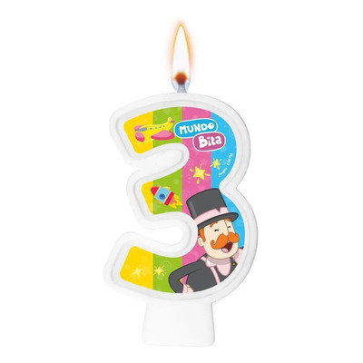 Vela Mundo Bita Número 3 Decoração Festa