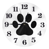 Edafol Reloj De Pared Con Estampado De Pata De Gato Y Perro,