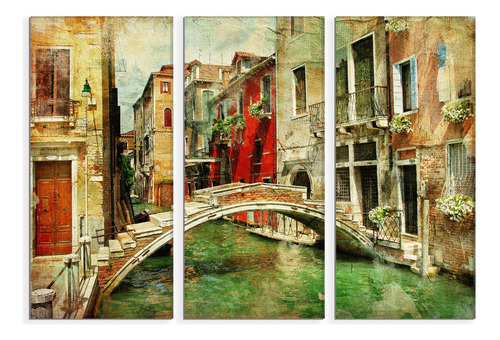 Set De 3 Cuadros Hermosa Pintura Venecia 90x130cm