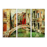 Set De 3 Cuadros Hermosa Pintura Venecia 90x130cm