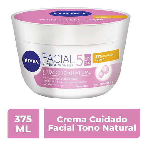 Crema Facial Hidratante Nivea 5 En 1 Aclarado Natural 375ml