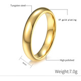 Anillos Tungsteno Dorados Oval Alianza 4mm Parejas Italy