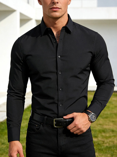 Camisa Slim Fit Manga Larga Para Hombre Casual Casey Kevin | MercadoLibre