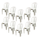 Kit 10 Cadeiras Plástica Branca Bistrô P/até 182kg Resistent