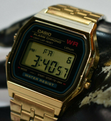 Reloj Pulsera Casio Vintage A159 De Cuerpo Color Dorado