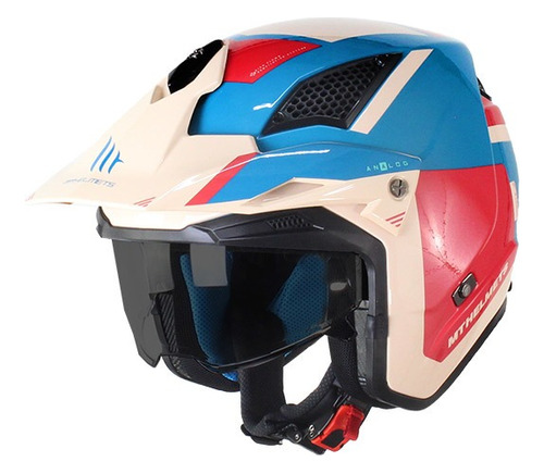 Casco Moto Abierto Mt District Analog D7 Rojo Brillo