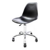 Cadeira Base Cromada Com Rodízio Eames Office Hi Cor Preto Material Do Estofamento Polipropileno