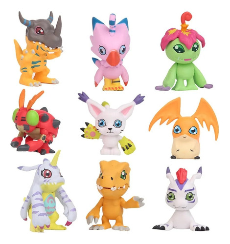 Pack 9 Miniaturas Digimon Agumon Personagens Coleção 5 Cm 