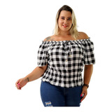 Cropped Blusa Plus Size Elastex Cganinha Ombro A Ombro 44 52