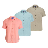 Paquete De 3 Camisas Manga Corta Slim Fit Elige Tus Modelos