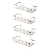 Pack X 4 Estante Repisa Rectangular C/ Baranda Aluminio Baño