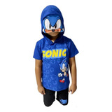 Conjunto Infantil Sonic Personagem Menino Com Short Camiseta