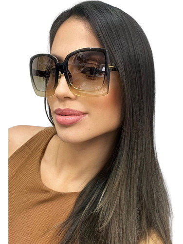 Óculos Escuro De Sol Clássico Para Mulher Modelo Grande Luxo