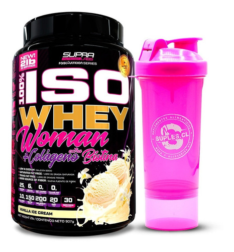 Proteína Iso Whey Woman 2lbs + Shaker 400ml - Envío Gratis