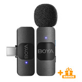 Sistema De Microfone Lapela Boya By-v10 Usb C Preto + Brinde