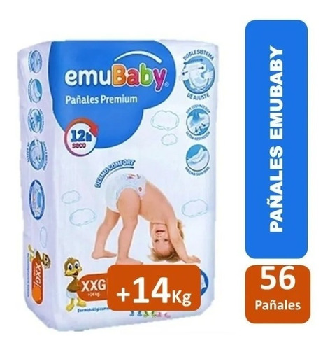 Pañales Emubaby Premium Xxg Pack 4 Paquetes 56 U Total