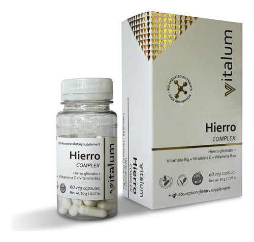 Hierro Complex Vitalum X60 Caps Mayor Absorcion Sabor Sin Sabor