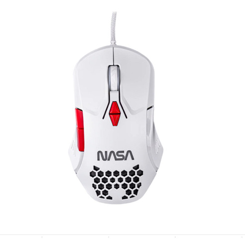 Mouse Gamer Alámbrico Nasa Rgb 100 Ips Blanco Con Detalles