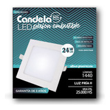 3 Plafones Led Cuadrados Embutir 24w Luz Fría Candela 7258