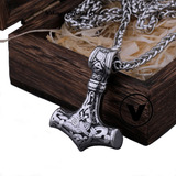 Collar Hombre De Lujo Martillo Nórdico Caja Vikings