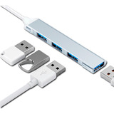 Hub Usb 3.0 C/ Cabo Extensor 4 Portas Em Alumínio Pen Drive