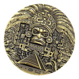 Moneda De Bronce Con Medallón Del Calendario Maya Azteca De