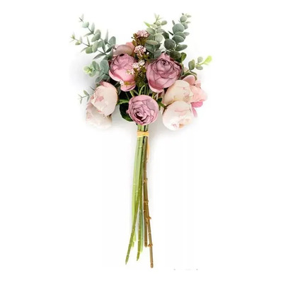 Q.nsjj Ramo Vintage De Rosas Artificiales Y Eucaliptus For.