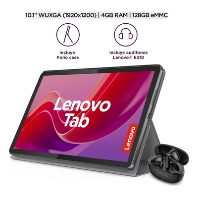 Tablet Lenovo Tab 10,1 4gb + 128gb + Foliocase + Audifonos Gris | Envío gratis
