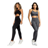 Kit 2 Conjunto Fitness Zero Transparência Legging E Cropped 