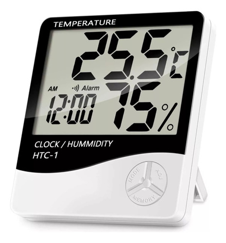 Termohigrometro Medidor De Temperatura, Humedad Y Reloj Htc-1
