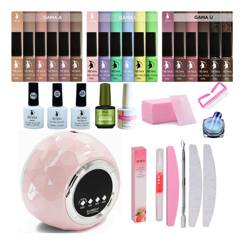 Kit Gelish 18pz Profesional Completo Lámpara Base Top Primer