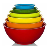 Yihong 6 Pcs Plastic Mixing Bowls Set, Colorful Serving Bowl