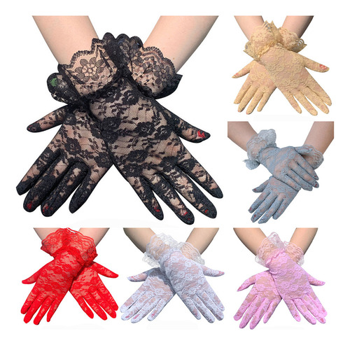 Anriy Guantes De Encaje Elegantes Para Mujer, Guantes De