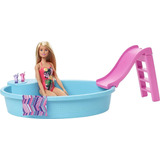 Muñeca Barbie, 11.5 Pulgadas Juego De Piscina Con Tobogan