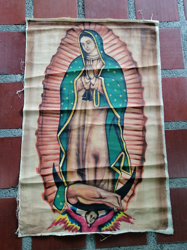 Cuadro Antiguo De La Virgen De Guadalupe Óleo Sobre Lienzo 