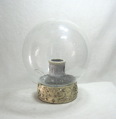 Antiguo Plafon De Bronce 1 Luz Tulipa Globo Transparente