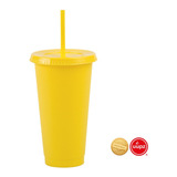10 Vasos Reusables Con Popote Para Cafe Frio 24 Oz Color Amarillo Verano