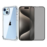 Kit Capa Anti Impacto Para iPhone 15 + Pelicula Privacidade