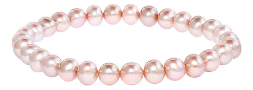 Pulsera De 8 Tiras Elásticas Redondas De Perlas Cultivadas D