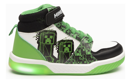 Zapatilla Con Luces Niño Creeper Blanco Minecraft