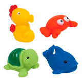 4 Bichinhos Para Banho Oceano Brinquedo Bebe Original Buba