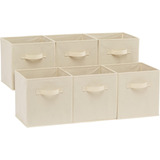 Cubos De Almacenamiento De Tela Pack De 6 Beige