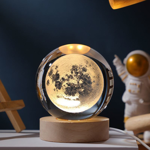 Luz Nocturna Luz De Cristal Esfera Planeta Regalo-luna