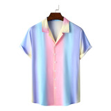 Camisa De Playa Camisa Hawaiana Casual Gradiente Rayas